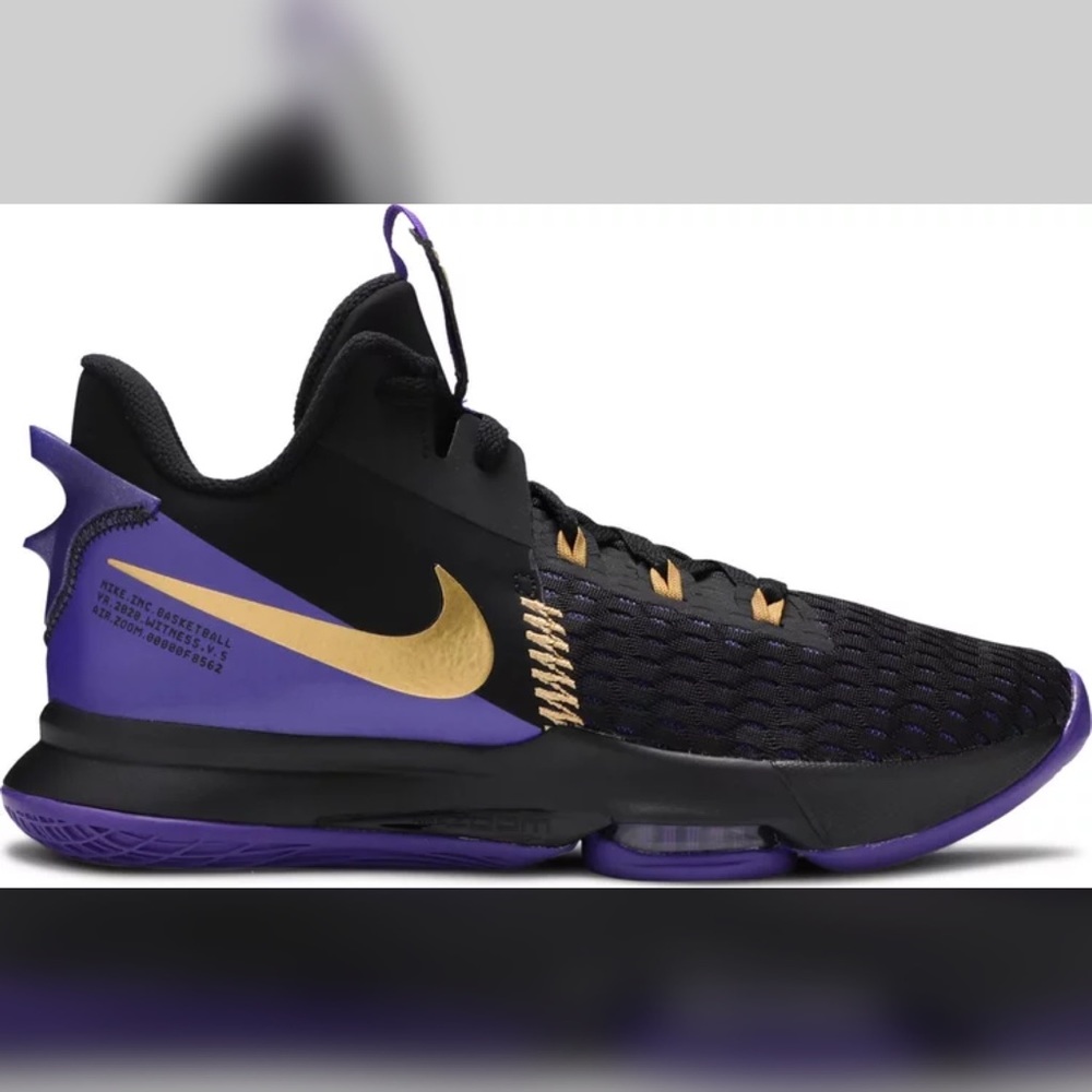 Nike black purple gold Lebrons sneakers size 8